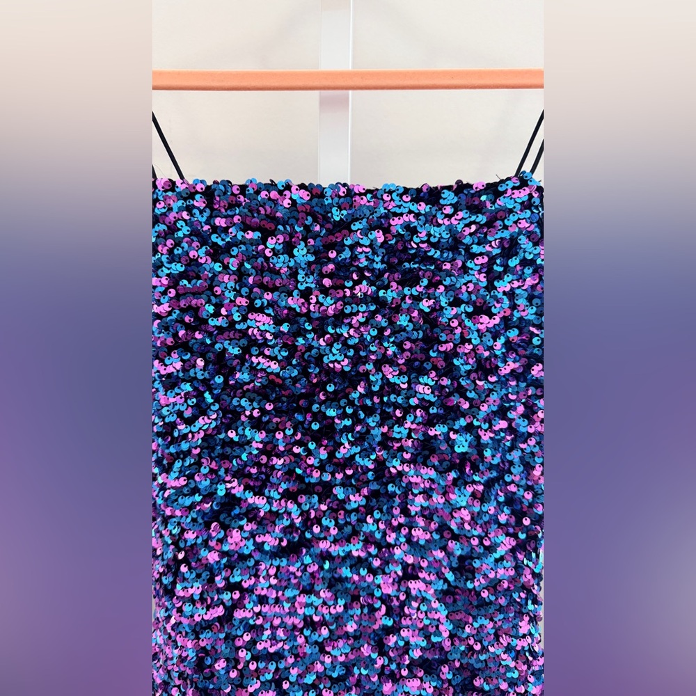Cami Mini Dress Blue‎ Purple Night Out Party size L - Picture 3 of 8
